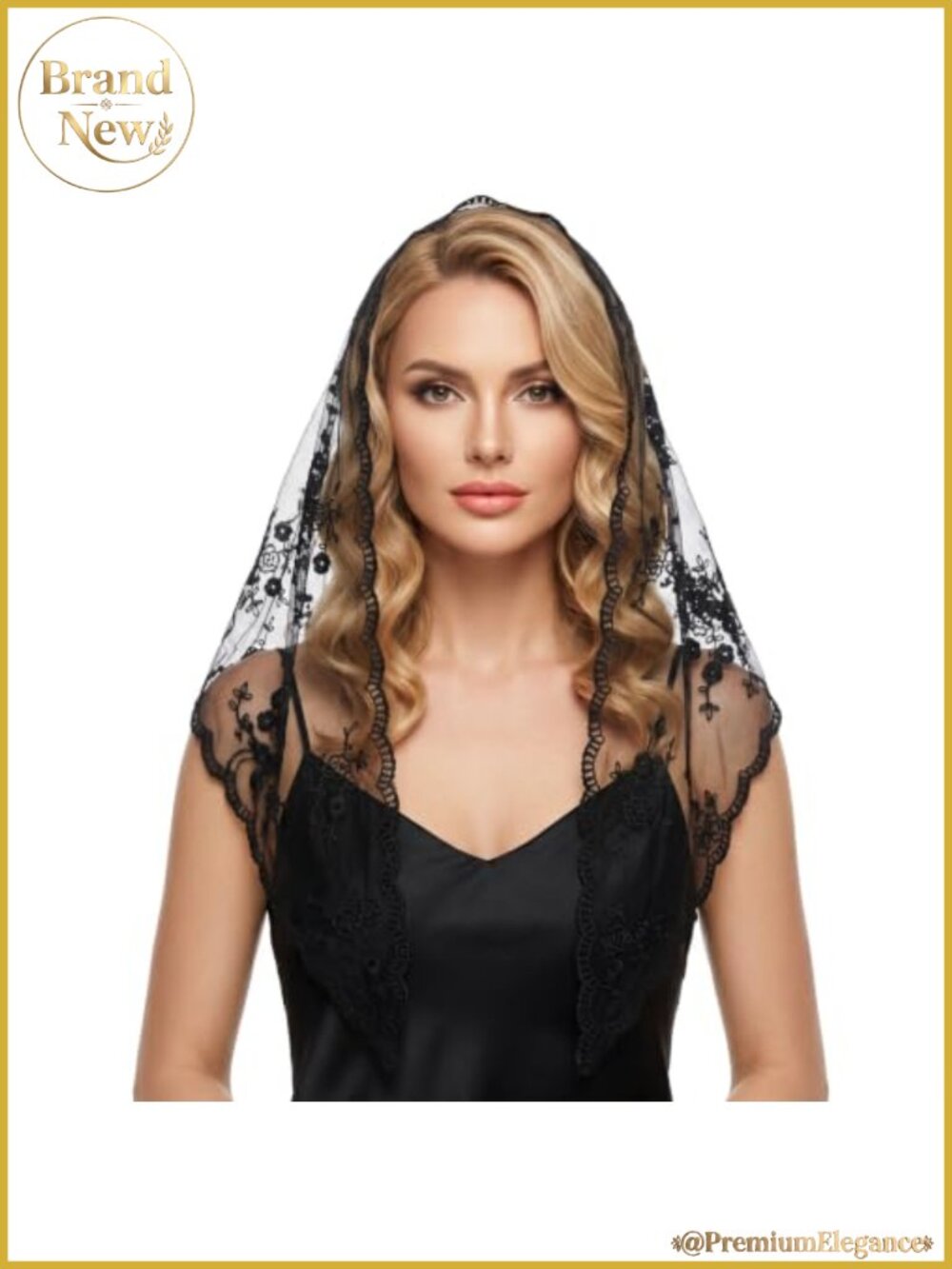 Floral Lace Mantilla Veil Triangle Head Scarf Sheer Polyester Wedding Church
